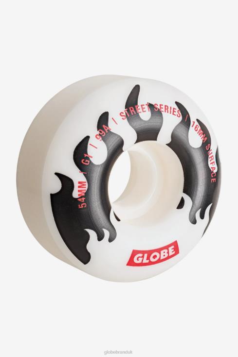 White/Black/Flames Globe Brand G1 Street Wheel 54mm J40RB248