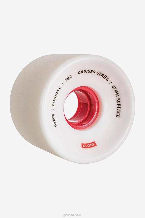 White/Red/65 Globe Brand Conical Cruiser Wheel 65mm J40RB254